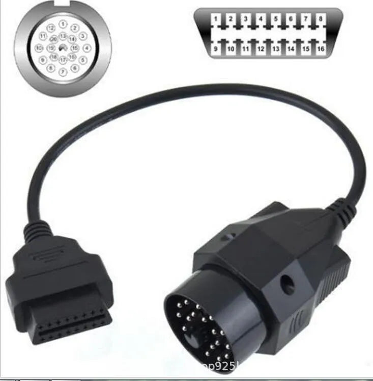 BMW OBD2 20-pin to 16-pin diagnostic adapter cable with connectors.