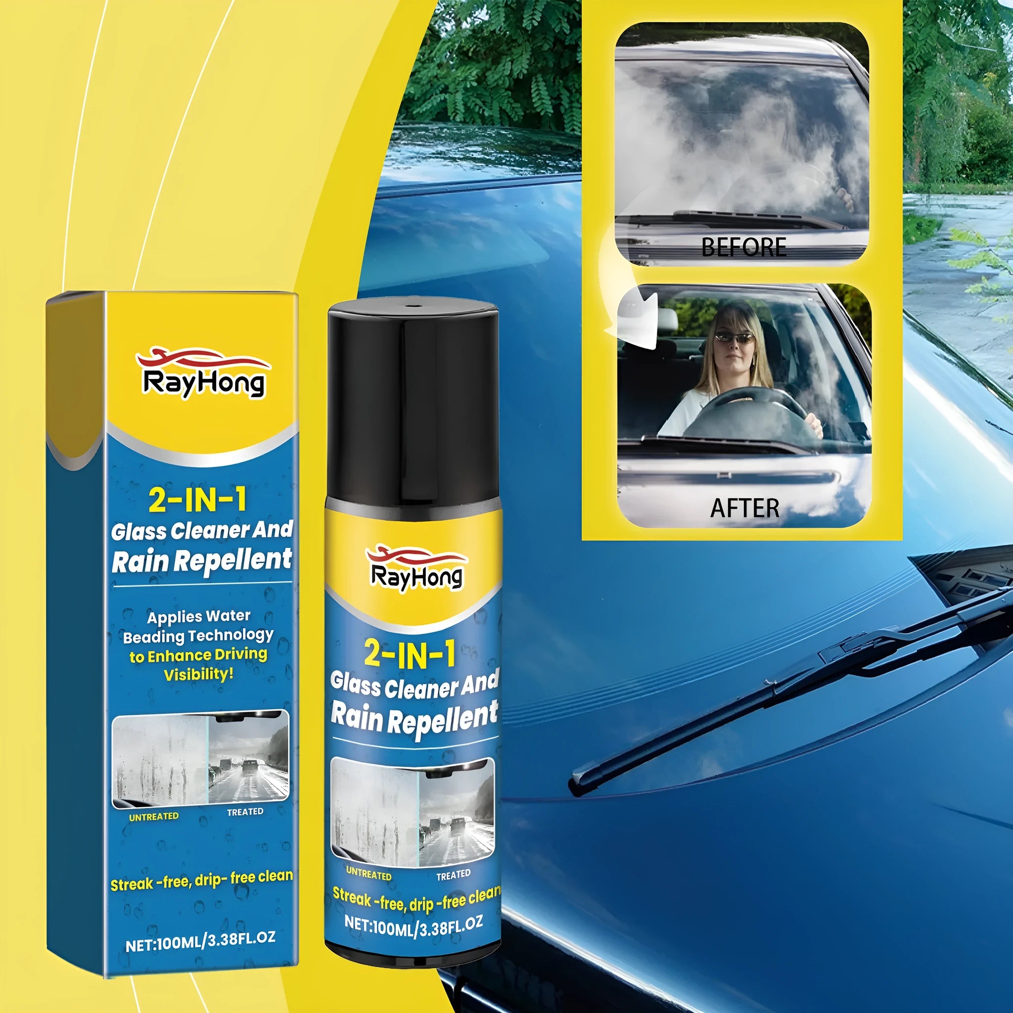 100ml Car Glass Cleaning Anti-fog Two-in-one spray bottle with trigger nozzle