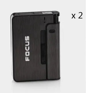 Aluminium alloy automatic cigarette case holding 8 cigarettes with one-button mechanism and lighter insert