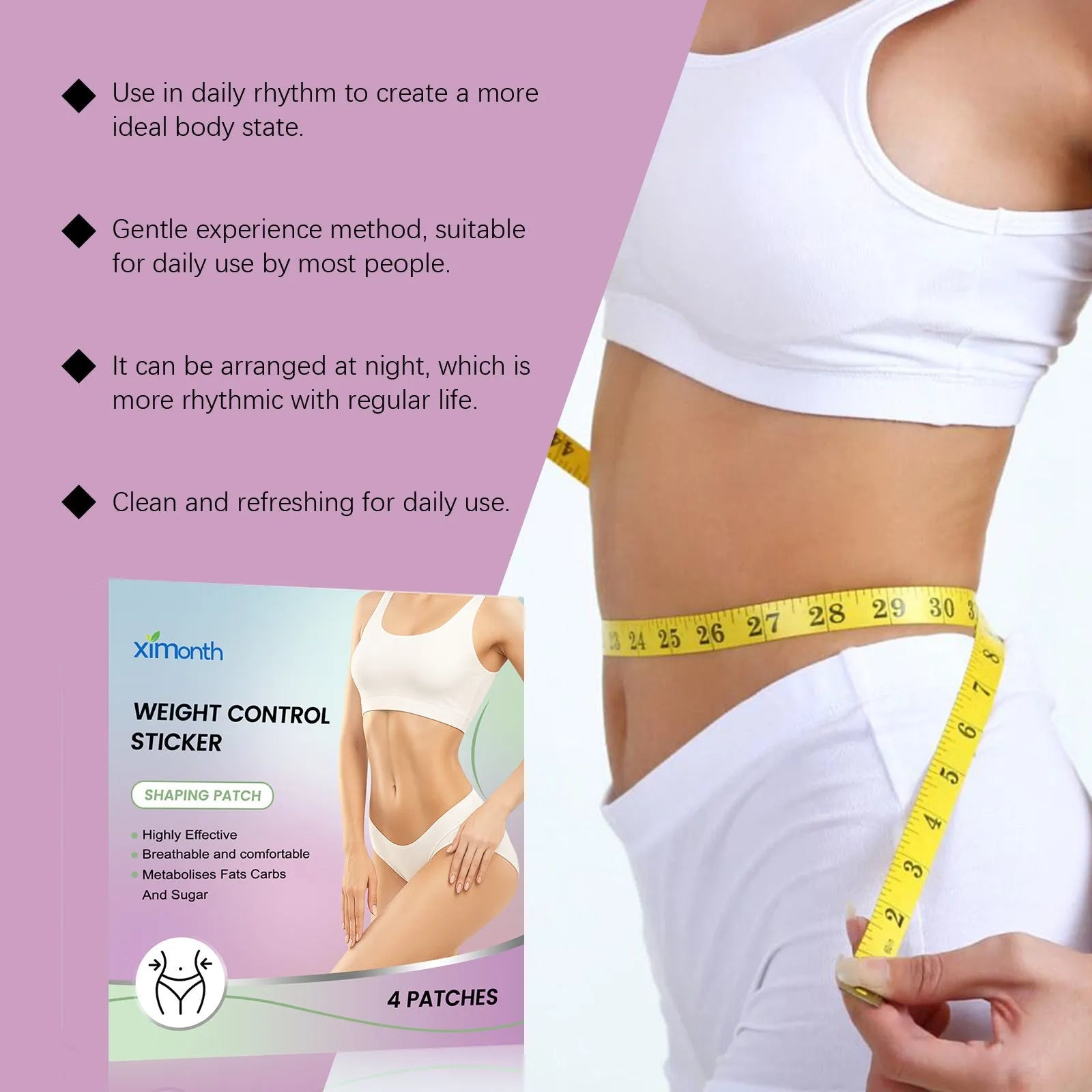 Pack of four body nursing adhesive bandages with aloe and mint extracts on skin.