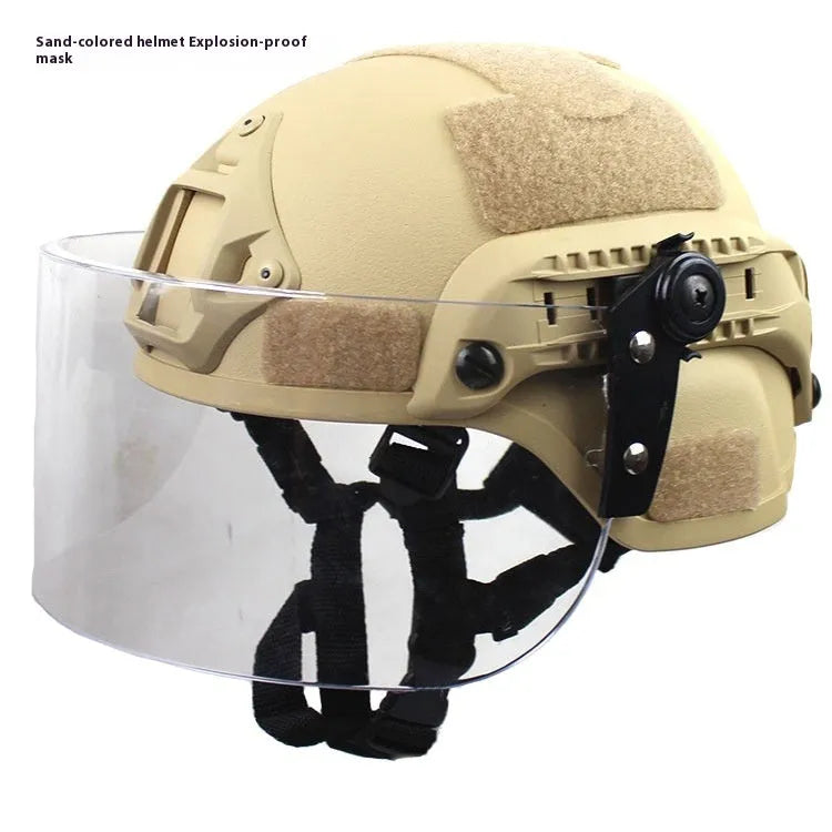 Transparent anti-riot tactical helmet with explosion-proof mask in multiple colour options