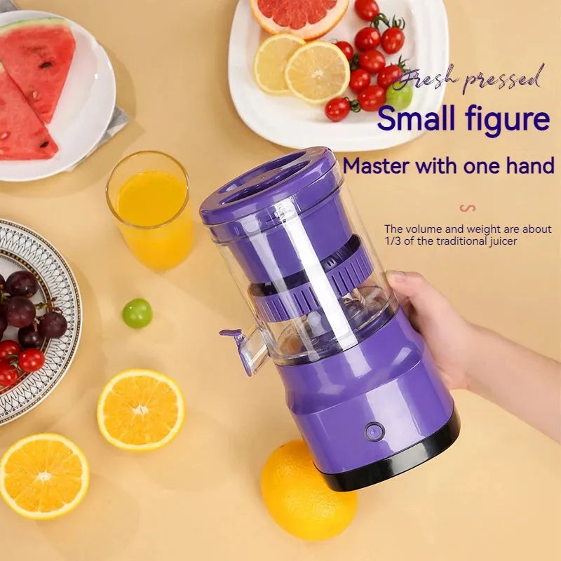 Purple USB rechargeable electric citrus juicer with detachable parts