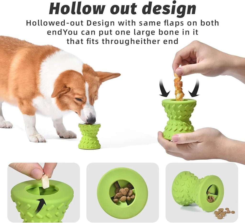 Blue durable natural rubber interactive treat dispensing dog toy for aggressive chewers.