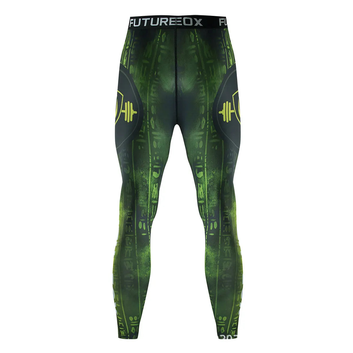 Men's stretch body-hugging sports suit top and trousers set for running and fitness.