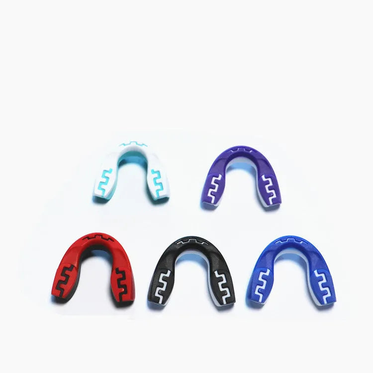 Adult boxing mouthguard with tooth socket design and printed teeth pattern for martial arts sports protection