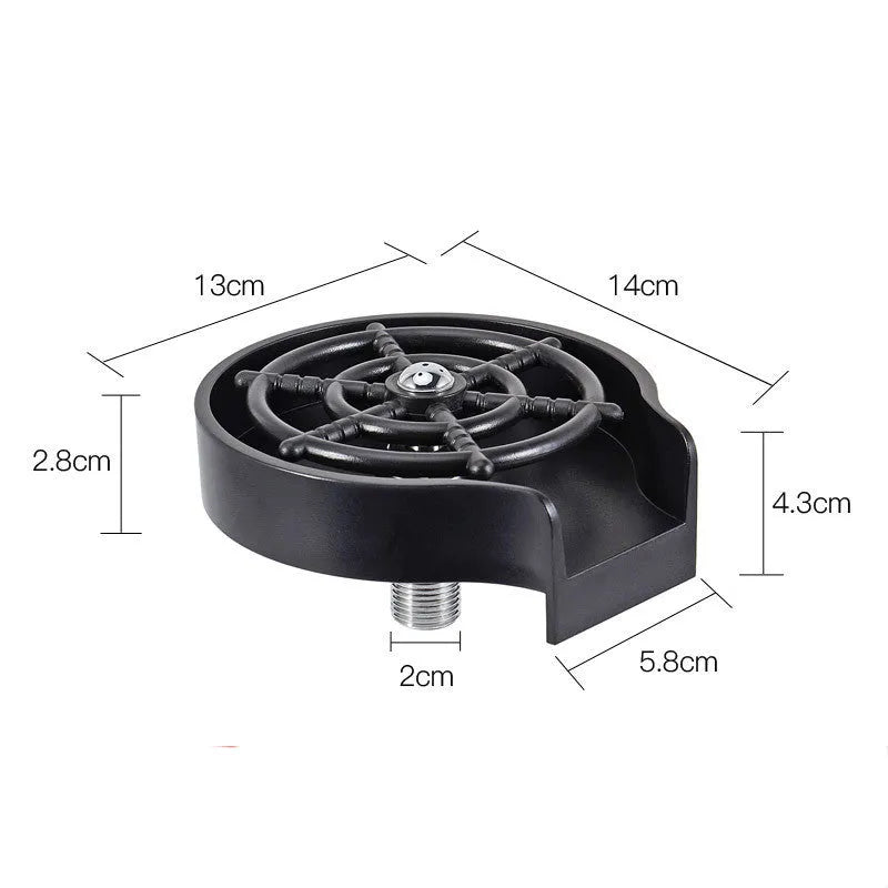 Bar counter cup washer with high-pressure spray nozzle and five-hole head in black and white colour options