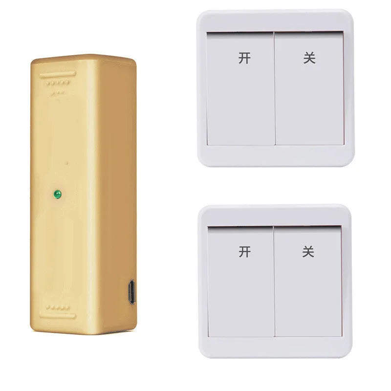 Gold and white wireless voice control light switch remote with USB charging port