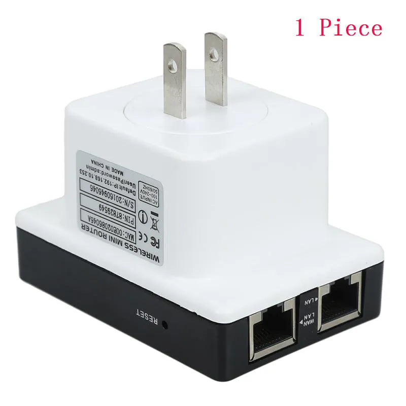 300Mbps WiFi repeater with dual Ethernet ports and UK plug, white plastic housing