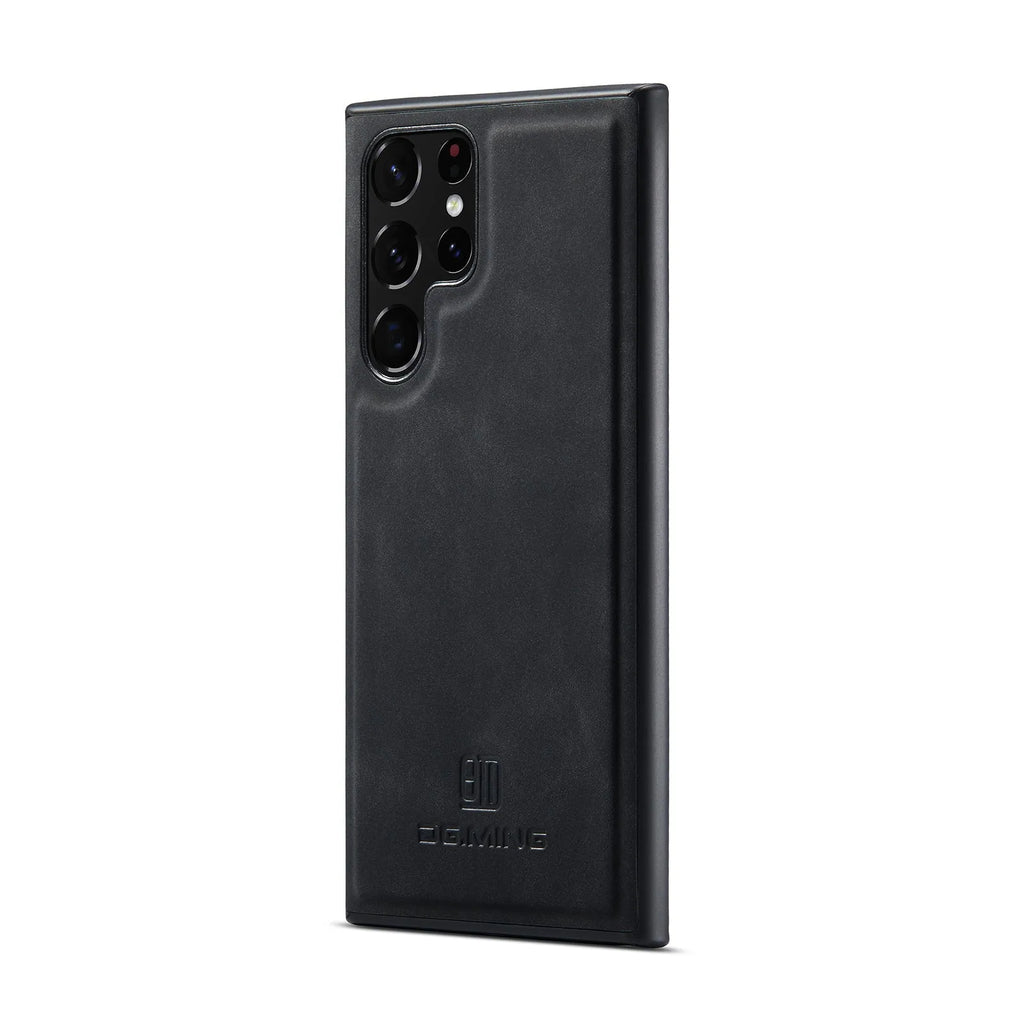 Magnetic card holder 2-in-1 wireless charging case for Samsung Galaxy phones in black PU