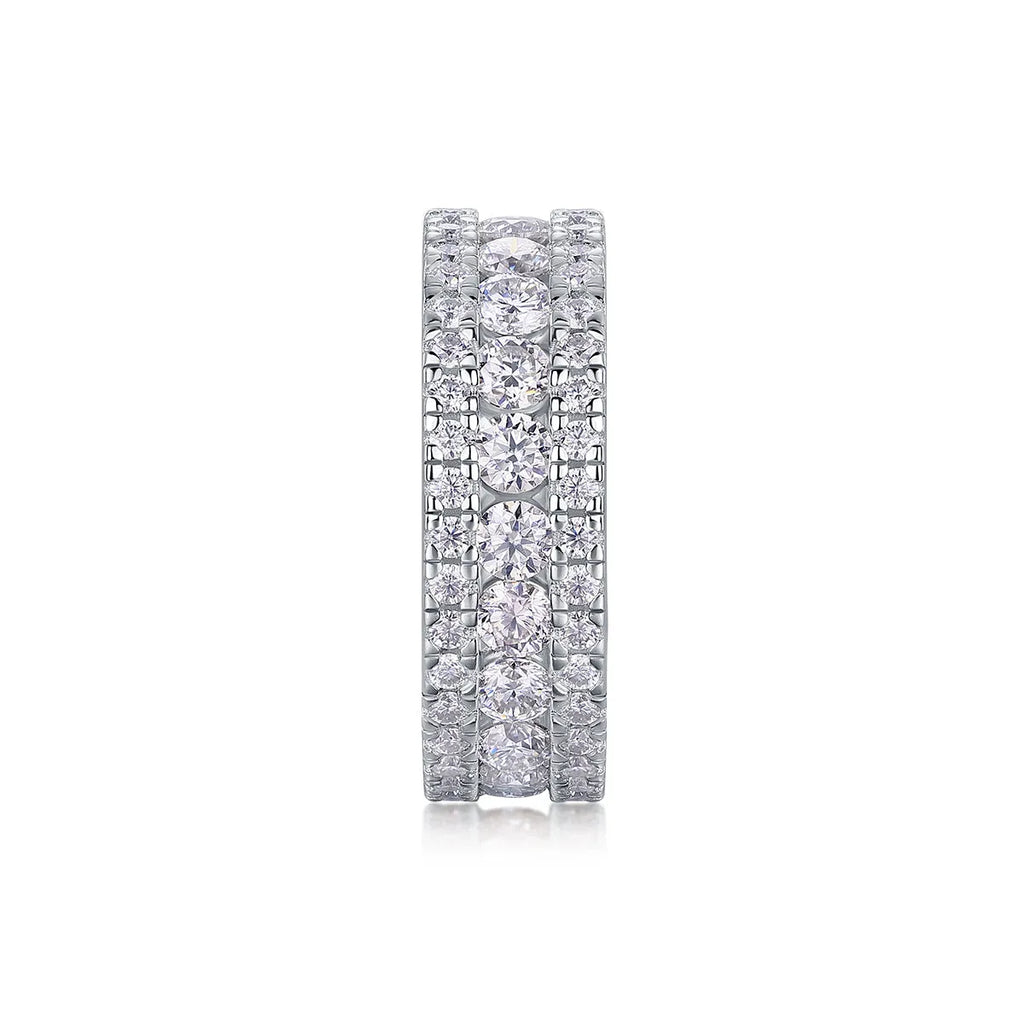 Moissanite wedding ring set in S925 silver with platinum plating, sizes 5 to 9, gift box and GRA certificate