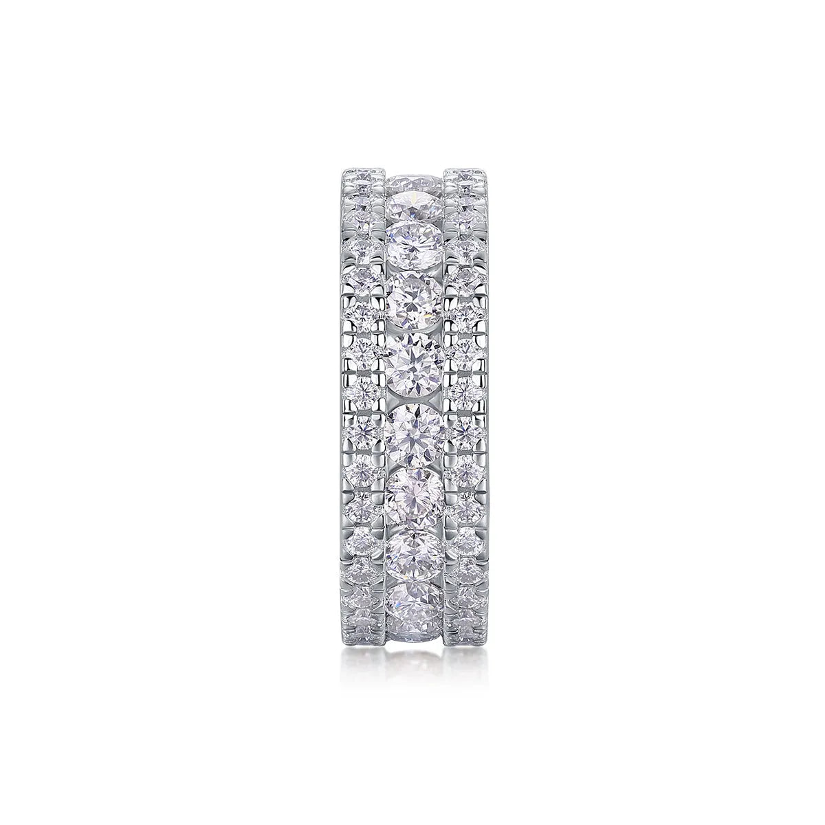 Moissanite wedding ring set in S925 silver with platinum plating, sizes 5 to 9, gift box and GRA certificate