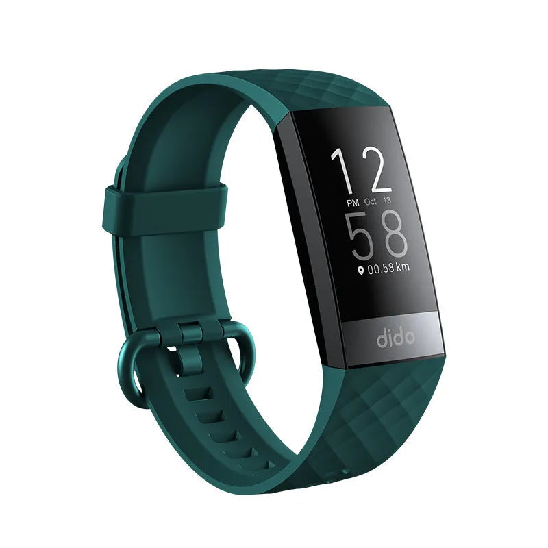 Y6 Black smart bracelet with touchscreen displaying heart rate and blood pressure readings
