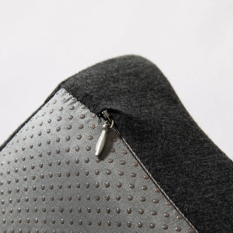 Memory foam office chair cushion measuring 36x40x11cm in dark grey colour with solid pattern