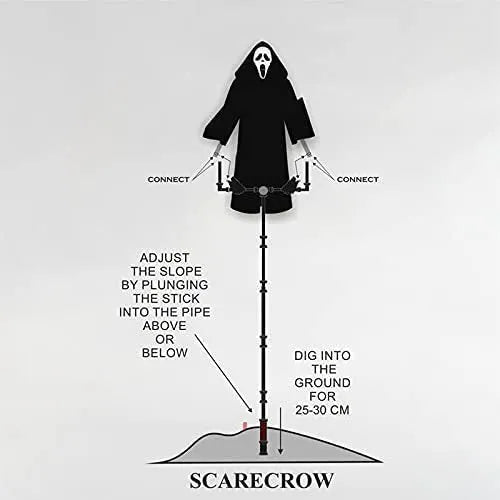 70cm plastic Halloween skeleton scarecrow with screaming skull expression for garden display
