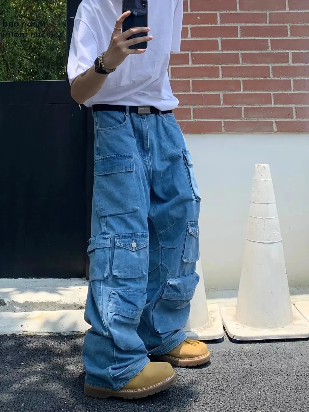 Men's Denim Straight-Leg Jeans Mid Waist Zip Fly Blue Micro-Elastic Cotton Trousers for Teenagers Adult Casual Leisure S M L XL XXL XXXL American Street Retro Workwear Jeans