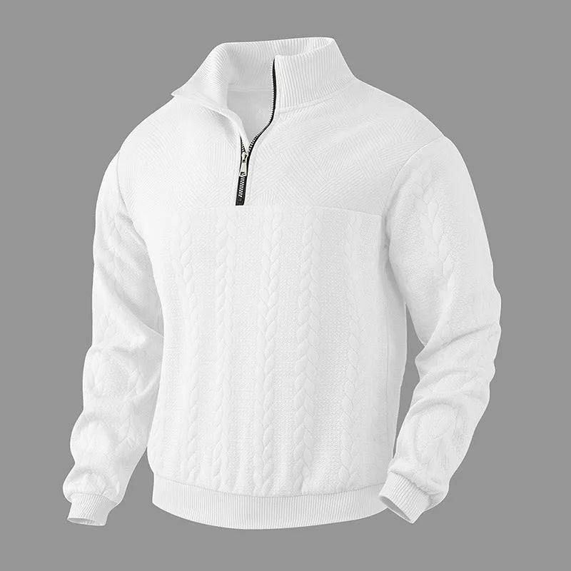 Men's jacquard long-sleeved pullover sweater, loose fit, available in five colours and sizes S to XXXL