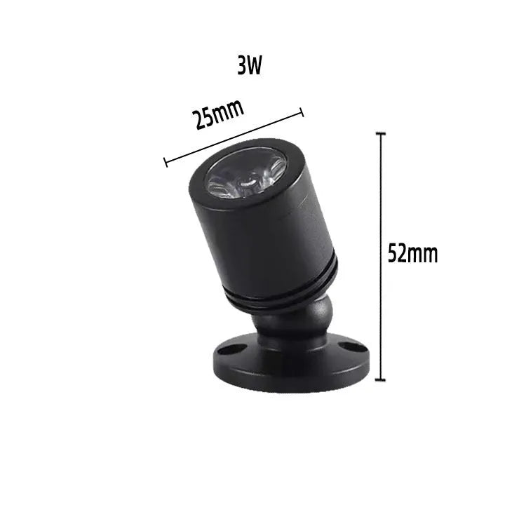 Mini jewelly aluminium surface mounted spotlight in black finish with colour temperature options for accent display lighting