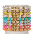 Bohemian polymer clay bracelet set 9 pieces geometric round summer beach women colour ZJ11501