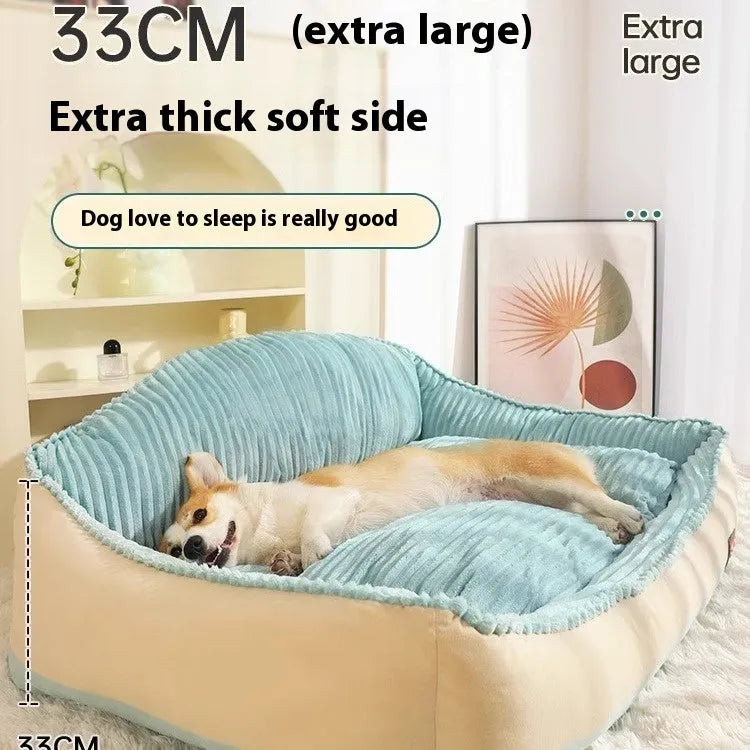 Morandi coloured washable dog bed cat bed on sofa with removable cover