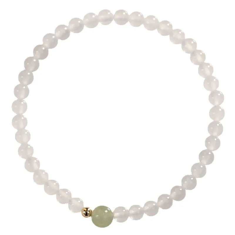 Natural white agate women's bracelet with New Chinese style design on 15cm measurement