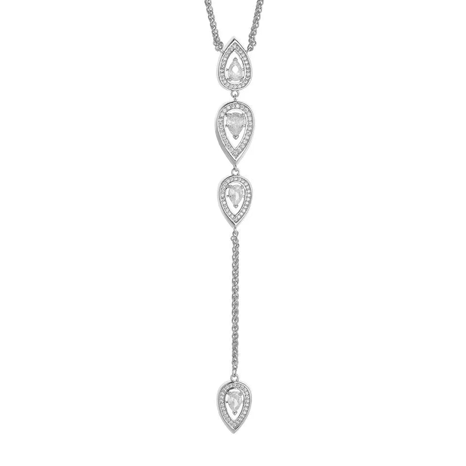 Water drop women's all-match necklace electroplated copper in gold and white colours