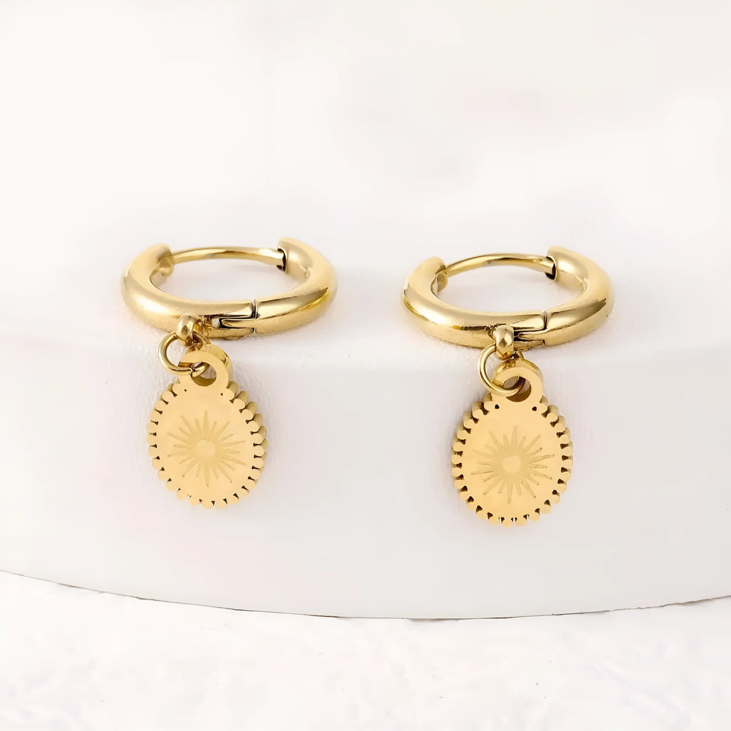 Women's stainless steel geometric earrings with ellipse design in colour XY-EH005