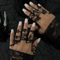 Alloy ghost snake shaped carved ring set in ancient silver geometric asymmetric design
