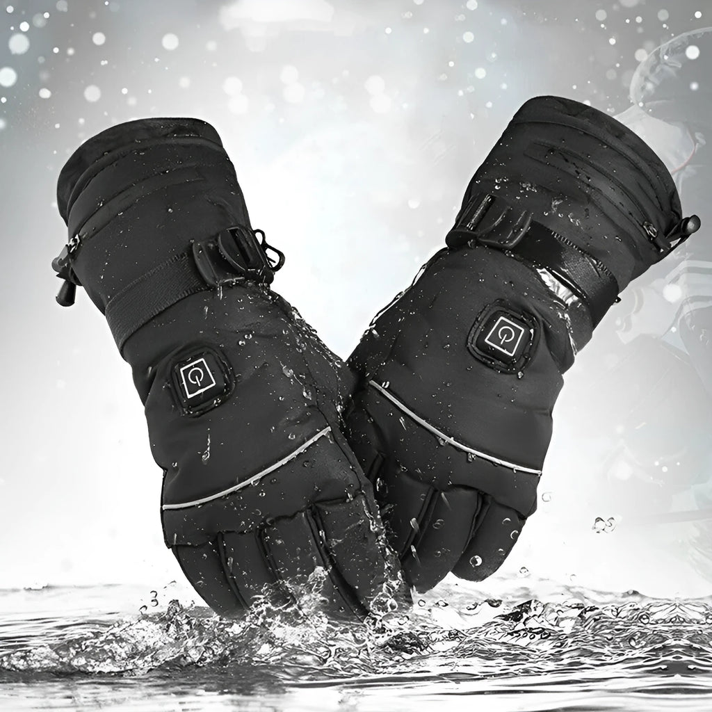 Thickened warm electric heating gloves in solid colour, leather material, separate finger design, unisex size M L XL