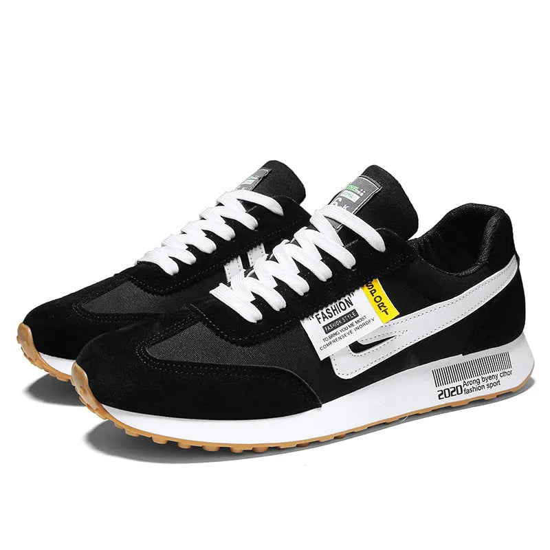 Trend all-match casual sports running shoes in white with breathable PVC upper and lace-up closure