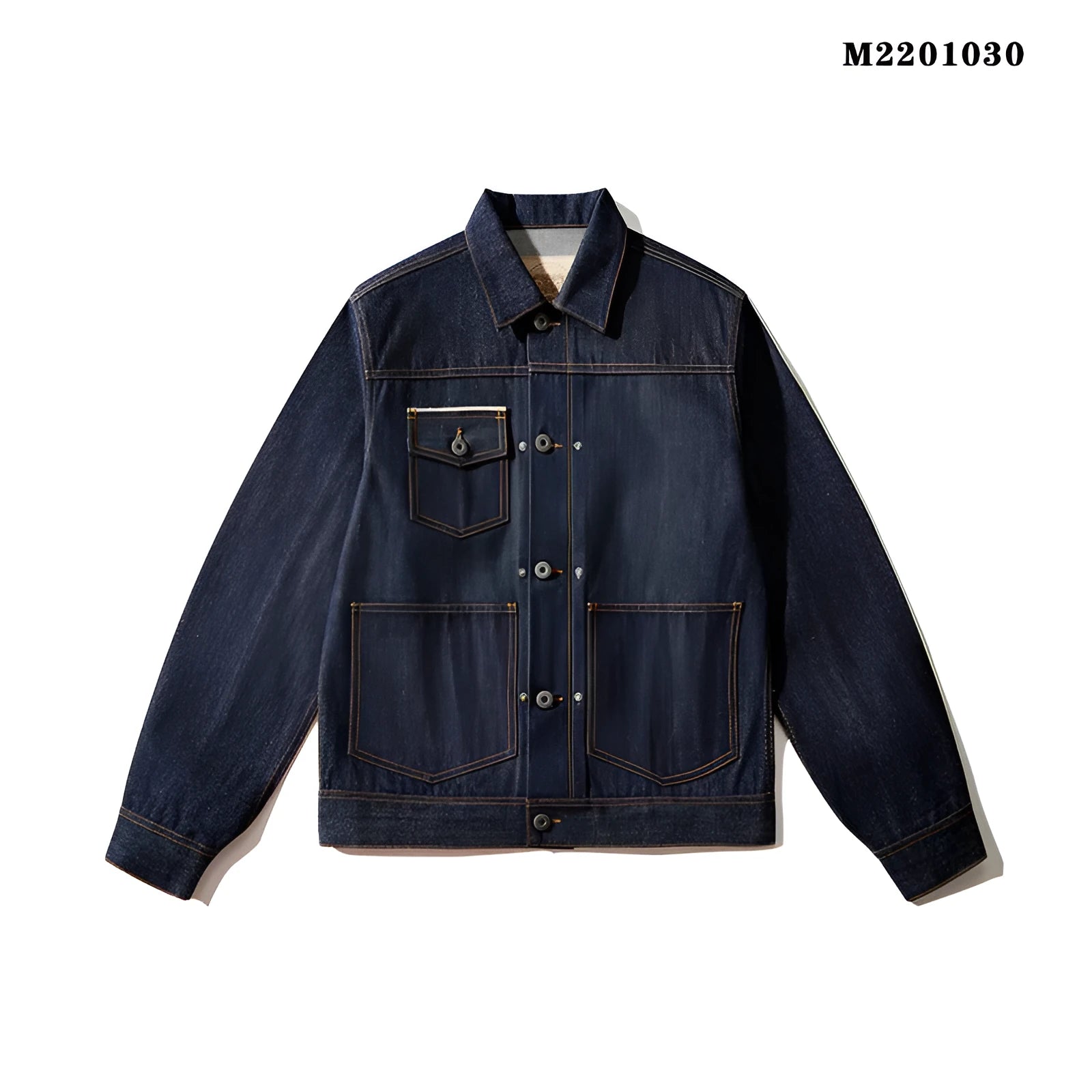 Men's raw pulp coloured loose fit cotton jacket with patch pockets on a mannequin.