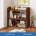 Three-layer desktop bookshelf in dark walnut 50cm width density board desk storage rack