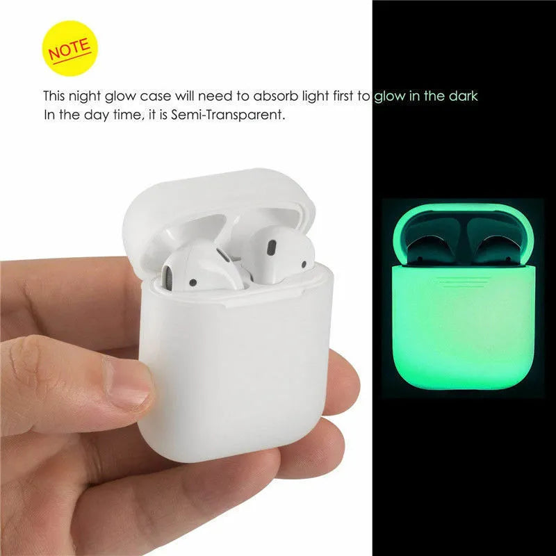 Luminous solid colour silicone flip-top protective case for Apple AirPods.