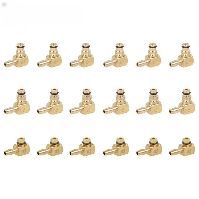 Brass and plastic fuel injection flow meter for oil return measurement, automotive diagnostic tool