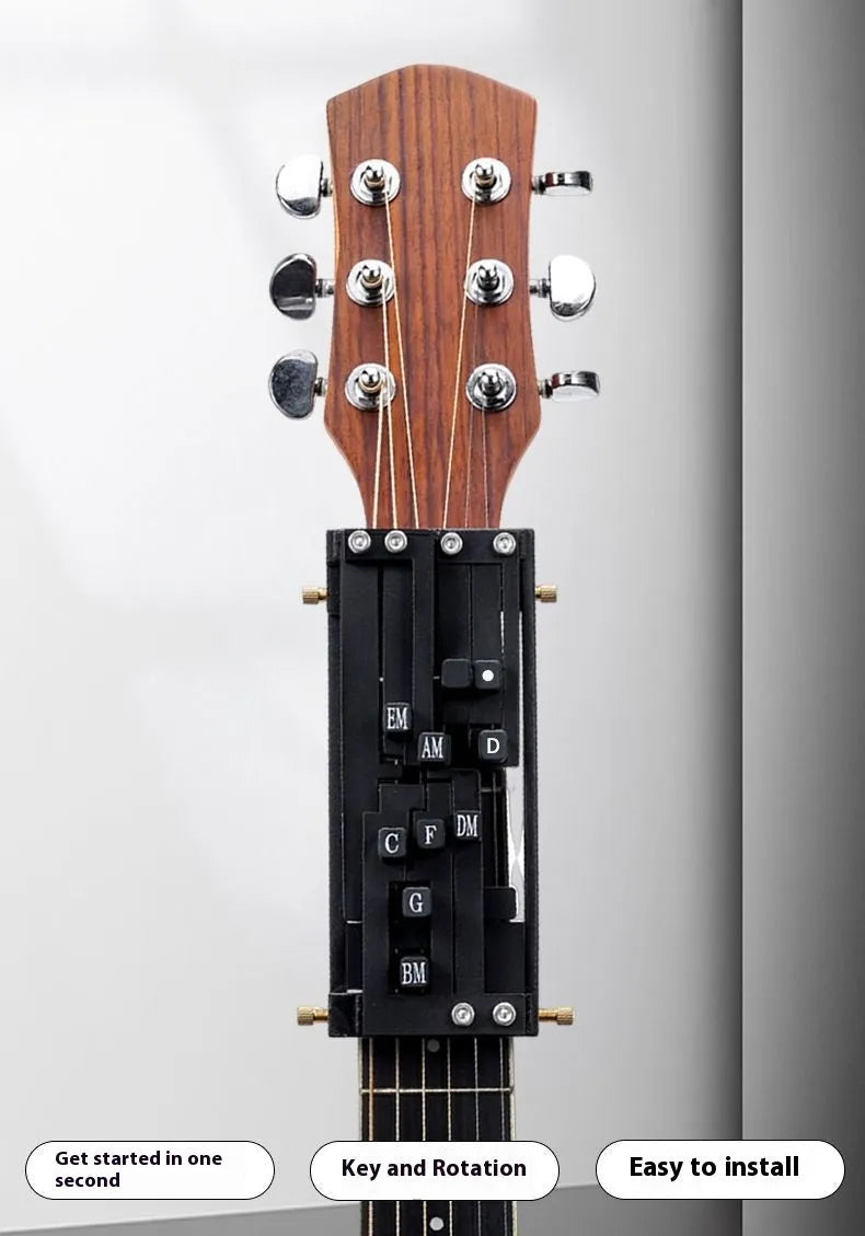 Auxiliary folk guitar chord practice gear with double chord mechanism for novice musicians
