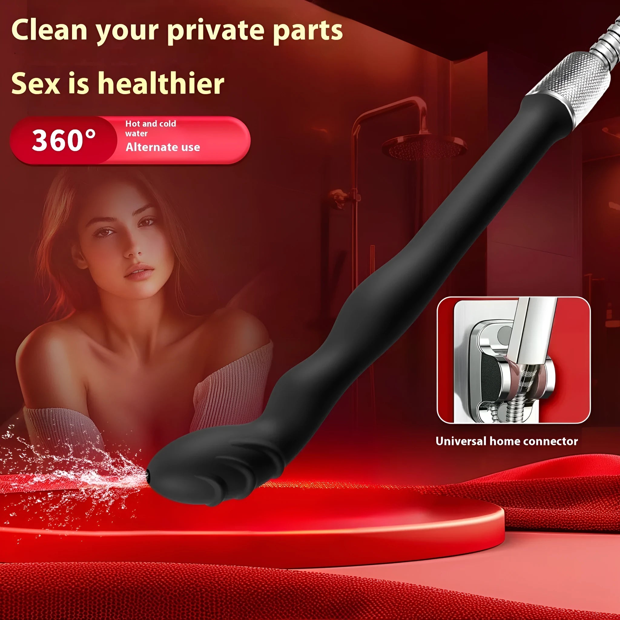 Black silicone hosepipe flusher enema for cleaning and irrigation
