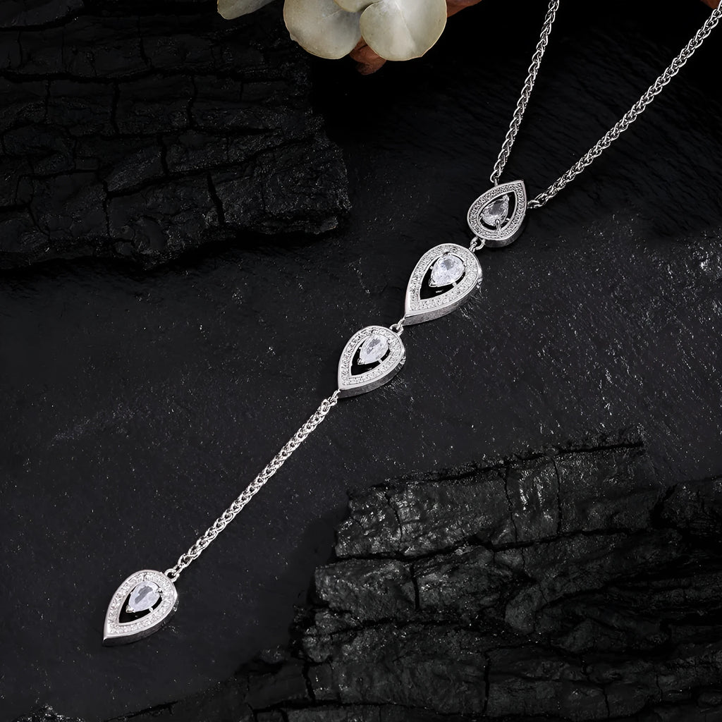 Water drop women's all-match necklace electroplated copper in gold and white colours