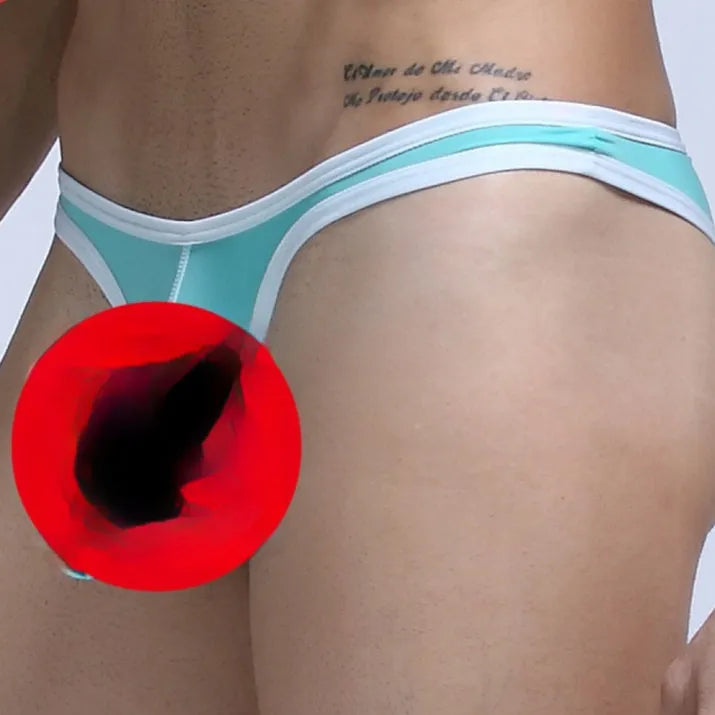 Men's white Ice Silk nylon briefs laid flat, showing the classic briefs design.