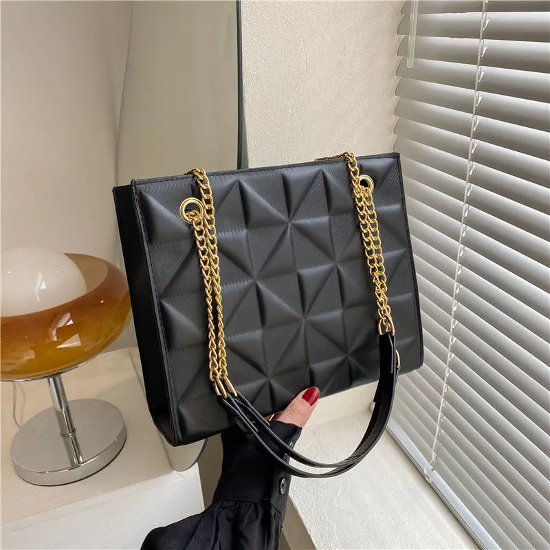Women's PU shoulder messenger bag, horizontal square, plaid and rhombus pattern, open pocket and phone bag, six colours