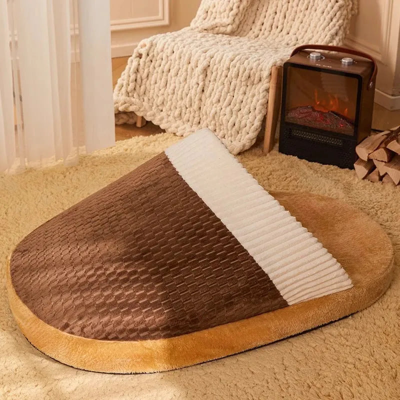 Blue dog nest sleeping bag with removable fleece interior for a small dog