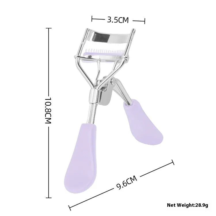 Manual A4 eyelash curler with comb in carbon steel and ABS plastic, shown in a selection of colours.