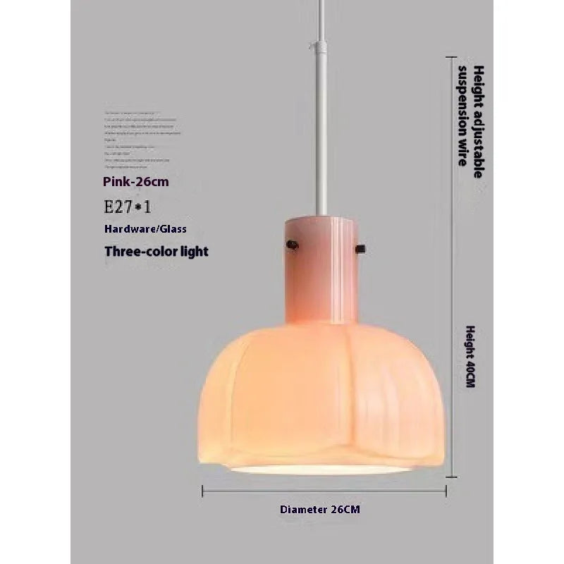 Medieval retro glass bud chandelier with tricolour LED lighting in beige colour