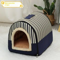 Portable handle cloth cat bed in S M L XL with patterned pink, blue, brown and green covers