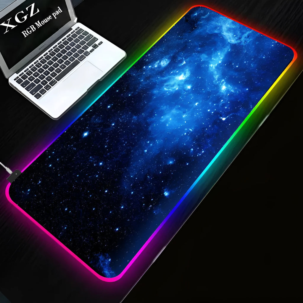 Symphony RGB luminous mouse pad with starry sky pattern and natural rubber non-slip base