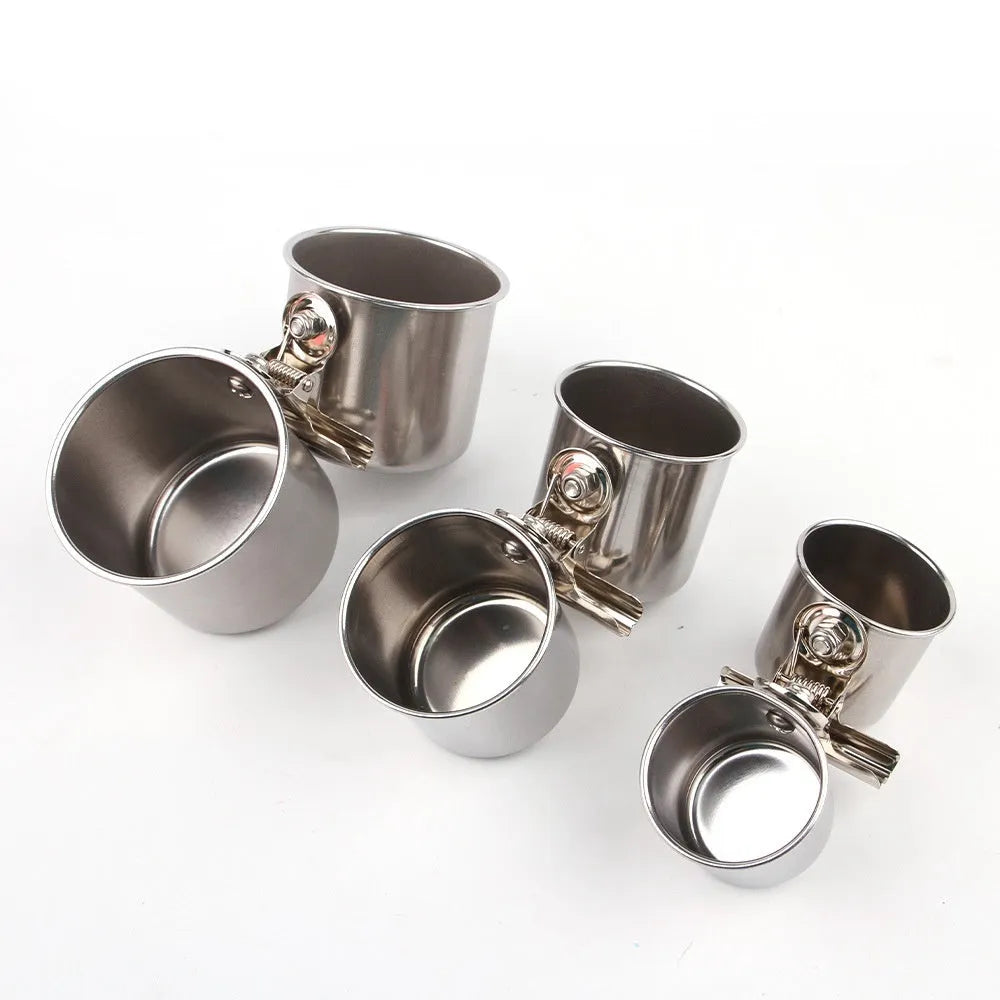 Stainless steel birdcage feeder in natural metal colour for outdoor use.