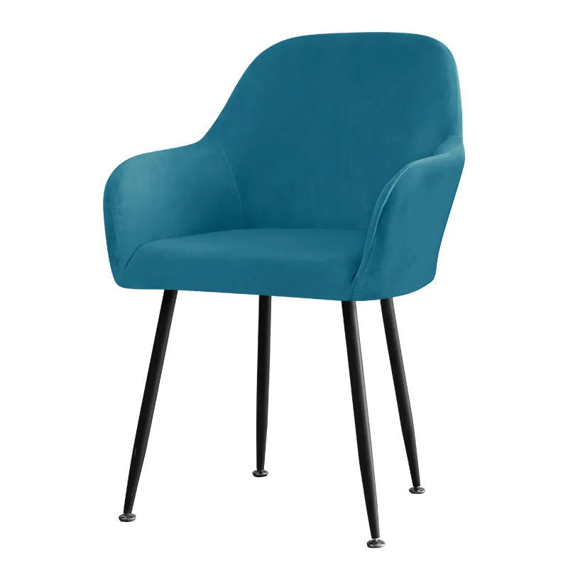 Velvet stretch dining chair cover for high armrest chairs, plush fabric, shown in one of 19 colours