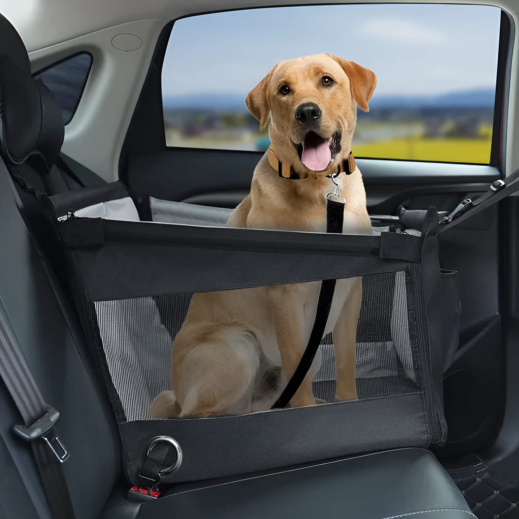 Oxford cloth portable pet crate for dogs in car with 49cm dimensions in black colour