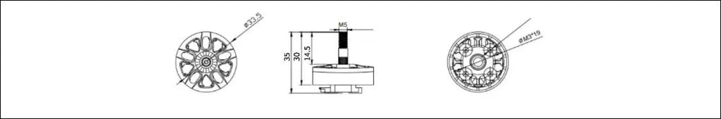 Multi-axis flight model motor for aircraft models with metal construction