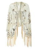 Flapper Gatsby mesh cover up dress accessory with abstract pattern, V-neck, high waist, zipper closure, in silver colour