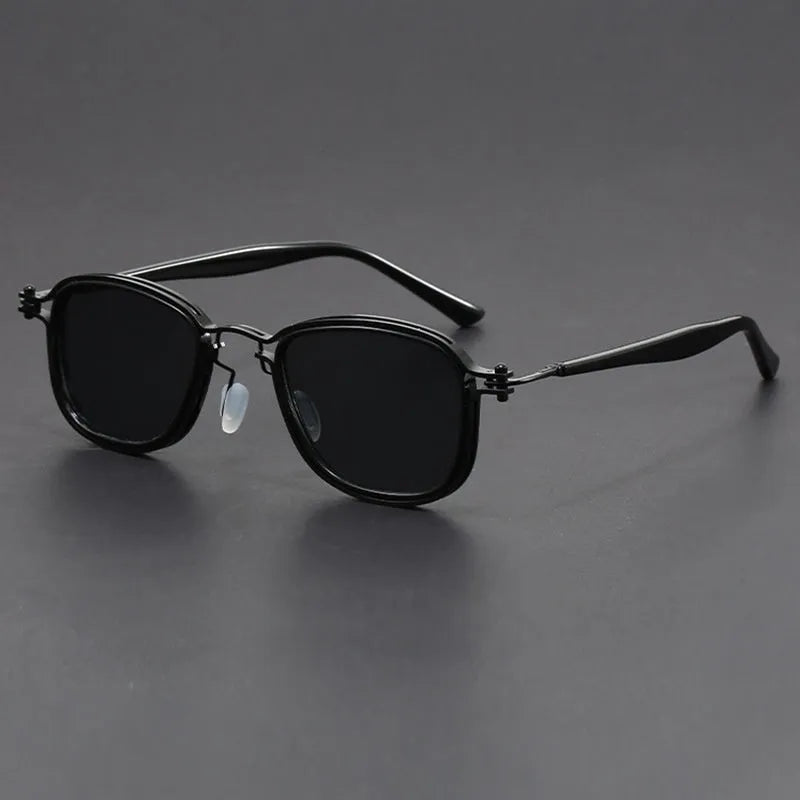 Retro-style square frame sunglasses with a mixed plastic and metal construction.