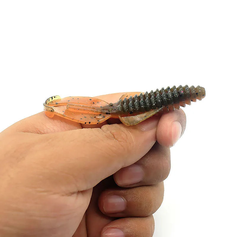 PVC soft plastic fishing lure in two sizes, 8cm and 12cm, shown in various colours from a twelve-colour selection.